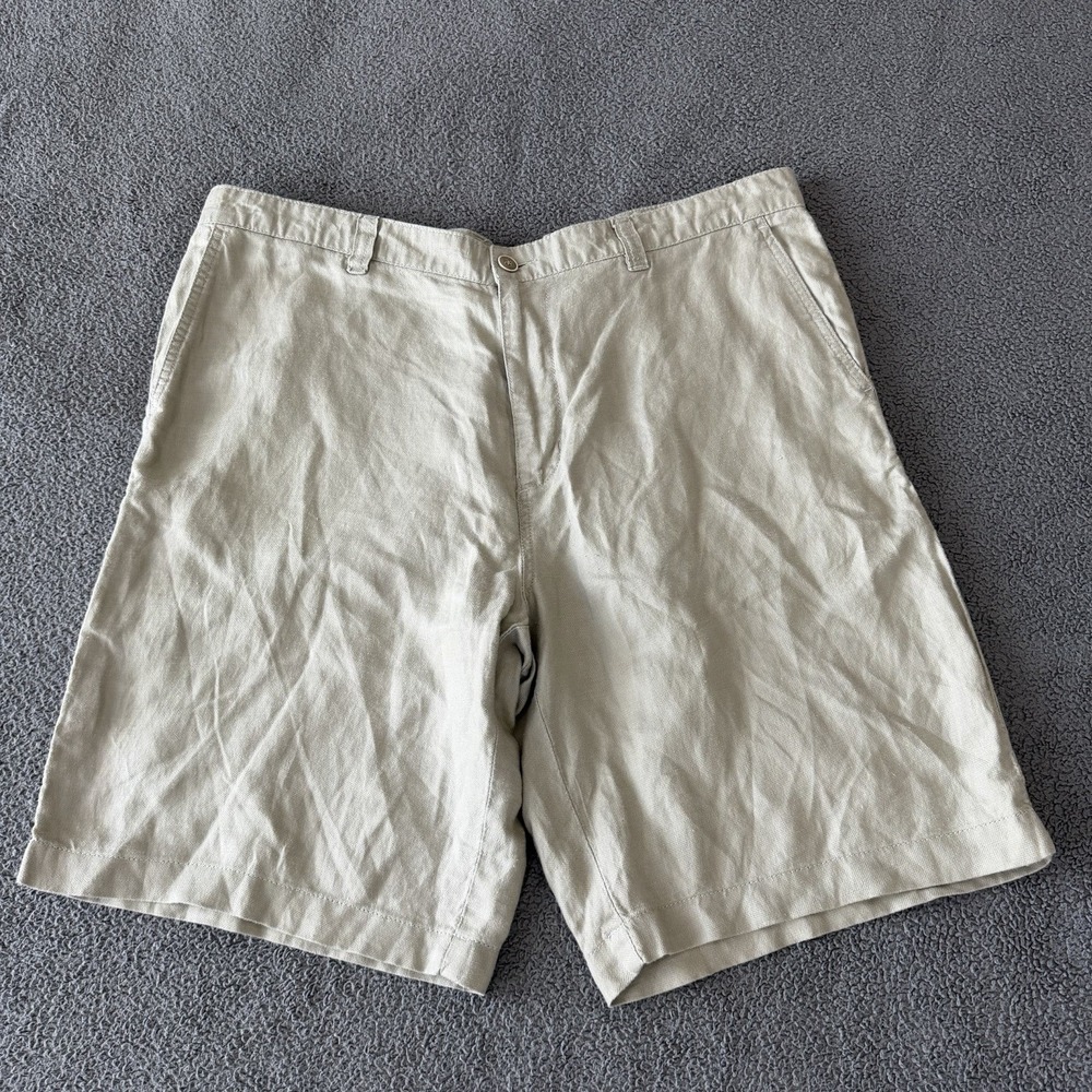 Tommy Bahama Linen Blend Shorts Beige Tan Men's 40 Beach Preppy